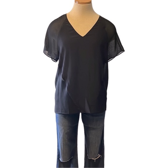 Alexander Wang Semi-Sheer Silk Top, Black, Small - Picture 4 of 10